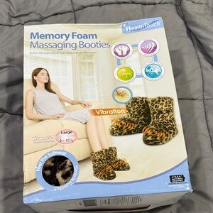 HealthTouch Leopard Print Memory Foam Massaging Booties